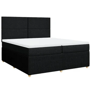 Boxspring met matras stof zwart 200×200 cm Boxspring met matras stof zwart 200×200 cm