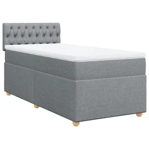 Boxspring met matras stof lichtgrijs 90×190 cm Boxspring met matras stof lichtgrijs 90×190 cm