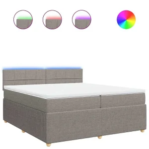 Boxspring met matras stof taupe 200×200 cm Boxspring met matras stof taupe 200×200 cm