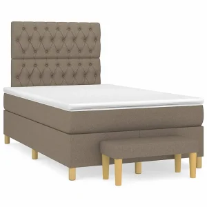 Boxspring met matras stof taupe 120×190 cm
