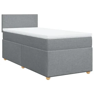 Boxspring met matras stof lichtgrijs 90×190 cm Boxspring met matras stof lichtgrijs 90×190 cm