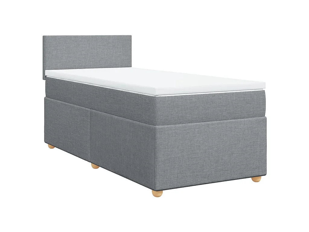 Boxspring met matras stof lichtgrijs 90x190 cm