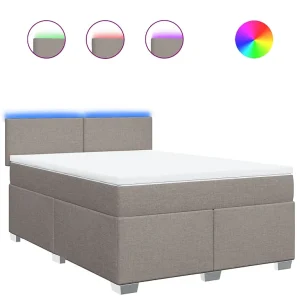Boxspring met matras stof taupe 140×200 cm Boxspring met matras stof taupe 140×200 cm