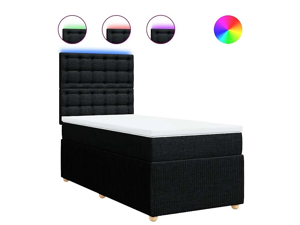 Boxspring met matras stof zwart 90x200 cm