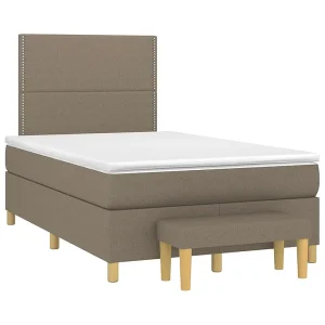 Boxspring met matras stof taupe 120×190 cm