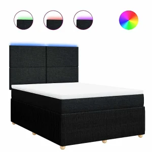Boxspring met matras stof zwart 160×200 cm