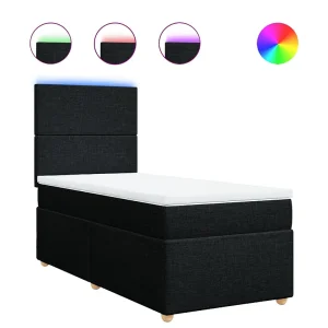Boxspring met matras stof zwart 100×200 cm Boxspring met matras stof zwart 100×200 cm