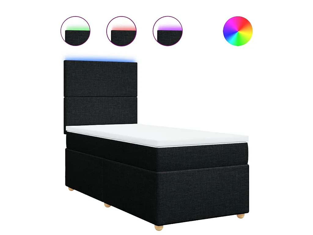 Boxspring met matras stof zwart 100x200 cm