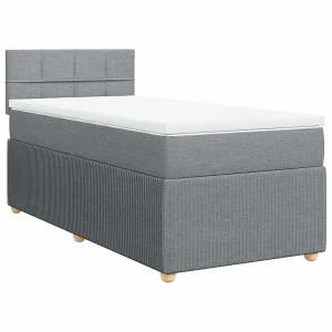 Boxspring met matras stof lichtgrijs 90×200 cm Boxspring met matras stof lichtgrijs 90×200 cm