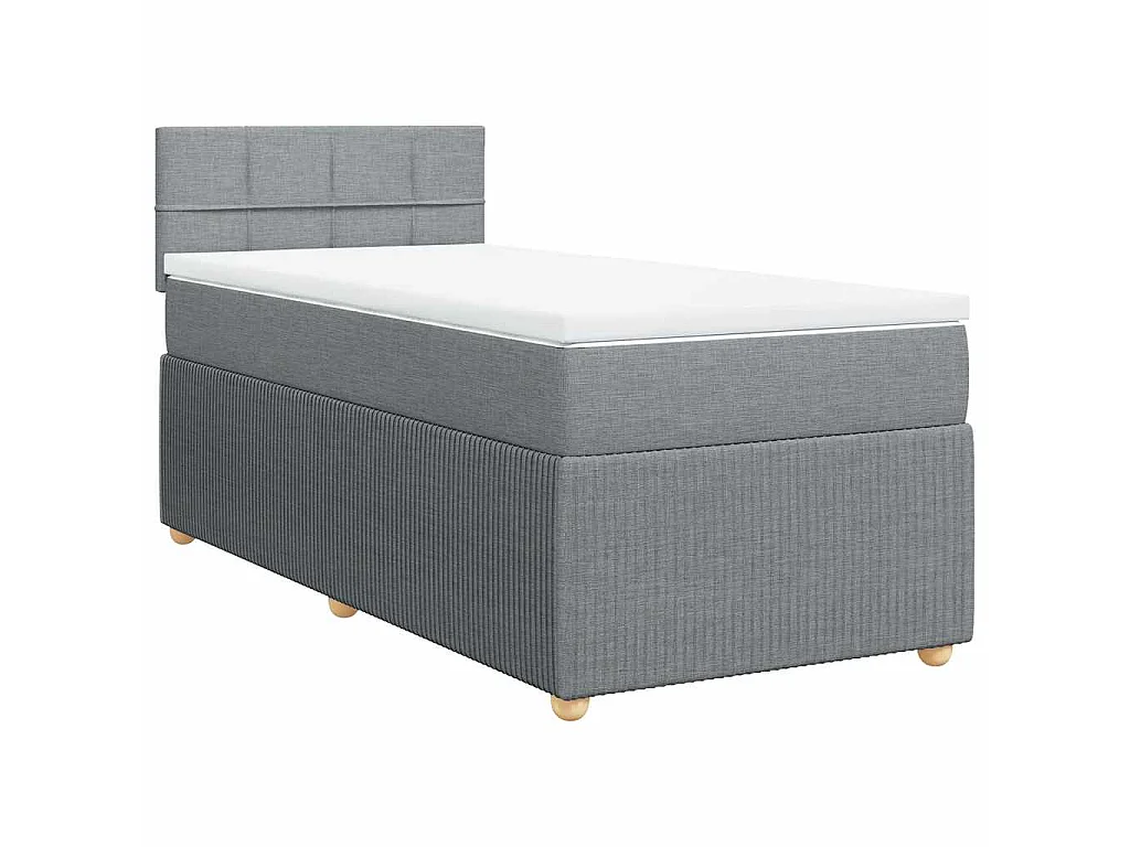 Boxspring met matras stof lichtgrijs 90x200 cm