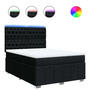 Boxspring met matras stof zwart 140×200 cm Boxspring met matras stof zwart 140×200 cm