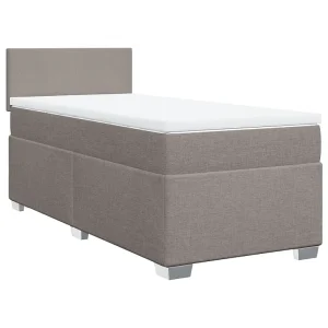 Boxspring met matras stof taupe 90×200 cm Boxspring met matras stof taupe 90×200 cm