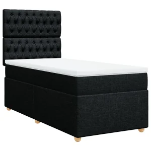 Boxspring met matras stof zwart 100×200 cm Boxspring met matras stof zwart 100×200 cm