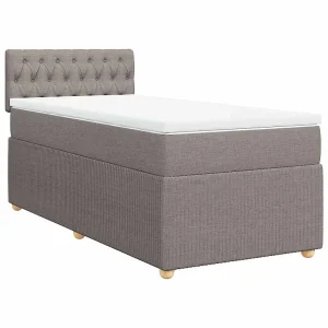Boxspring met matras stof taupe 80×200 cm