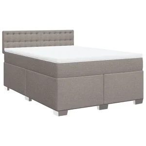 Boxspring met matras stof taupe 140×200 cm Boxspring met matras stof taupe 140×200 cm