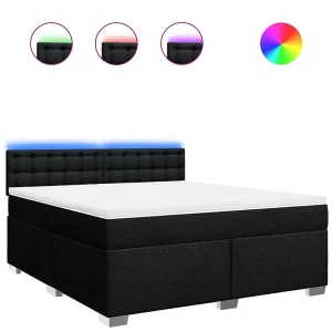 Boxspring met matras stof zwart 180×200 cm Boxspring met matras stof zwart 180×200 cm