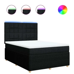 Boxspring met matras stof zwart 160×200 cm