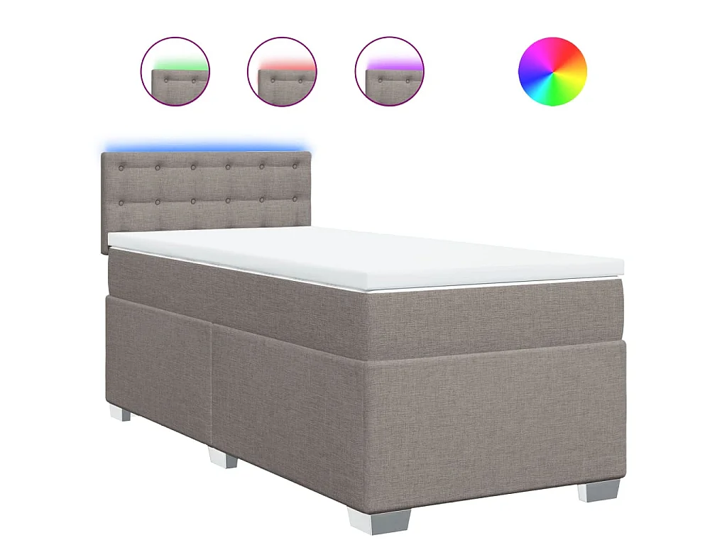 Boxspring met matras stof taupe 90x190 cm