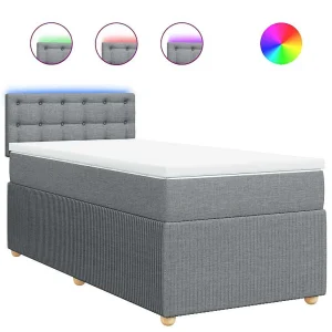Boxspring met matras stof lichtgrijs 90×200 cm Boxspring met matras stof lichtgrijs 90×200 cm