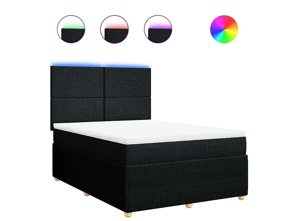 Boxspring met matras stof zwart 140x190 cm