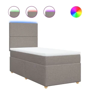 Boxspring met matras stof taupe 80×200 cm Boxspring met matras stof taupe 80×200 cm