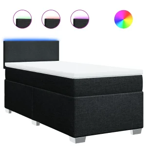 Boxspring met matras stof zwart 100×200 cm Boxspring met matras stof zwart 100×200 cm