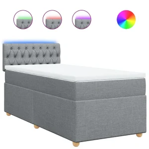 Boxspring met matras stof lichtgrijs 90×190 cm Boxspring met matras stof lichtgrijs 90×190 cm