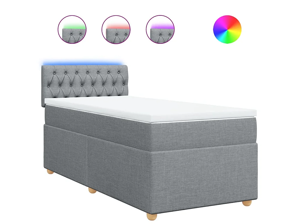 Boxspring met matras stof lichtgrijs 90x190 cm