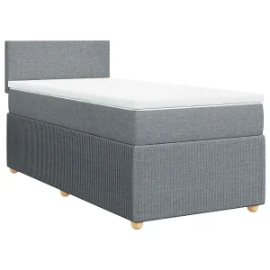 Boxspring met matras stof lichtgrijs 90×200 cm Boxspring met matras stof lichtgrijs 90×200 cm