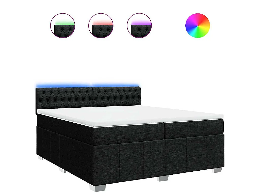 Boxspring met matras stof zwart 200x200 cm