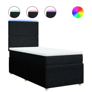 Boxspring met matras stof zwart 100×200 cm
