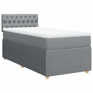 Boxspring met matras stof lichtgrijs 90×190 cm Boxspring met matras stof lichtgrijs 90×190 cm