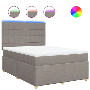 Boxspring met matras stof taupe 140×200 cm Boxspring met matras stof taupe 140×200 cm