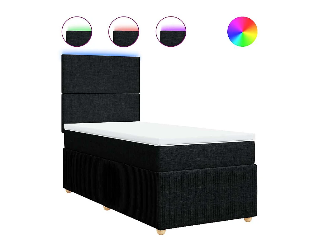 Boxspring met matras stof zwart 90x200 cm