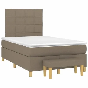 Boxspring met matras stof taupe 120×190 cm Boxspring met matras stof taupe 120×190 cm