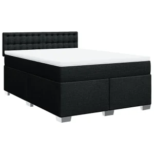 Boxspring met matras stof zwart 160×200 cm