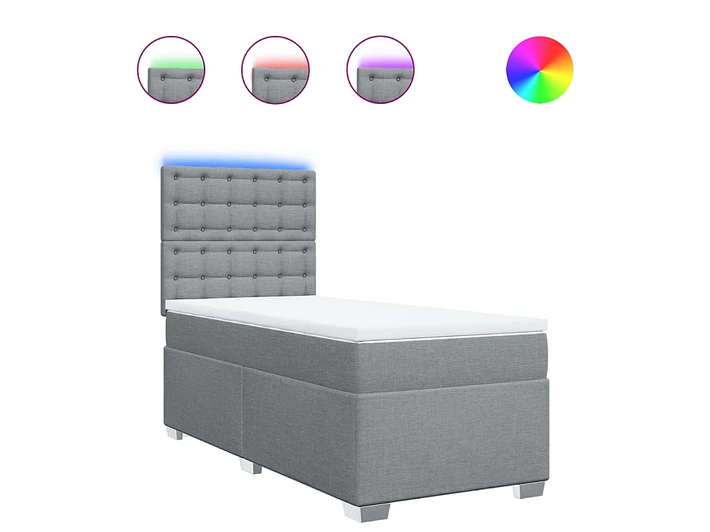 Boxspring met matras stof lichtgrijs 90x190 cm