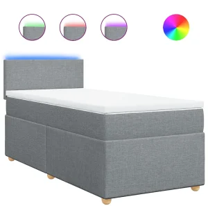 Boxspring met matras stof lichtgrijs 90×190 cm Boxspring met matras stof lichtgrijs 90×190 cm