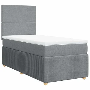 Boxspring met matras stof lichtgrijs 90×190 cm Boxspring met matras stof lichtgrijs 90×190 cm