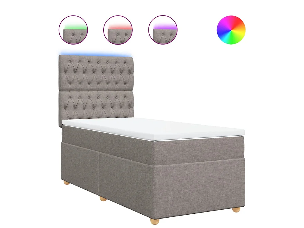 Boxspring met matras stof taupe 90x190 cm