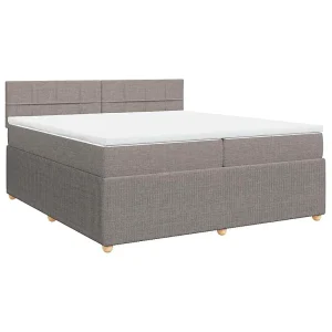 Boxspring met matras stof taupe 200×200 cm