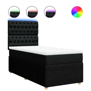 Boxspring met matras stof zwart 100×200 cm