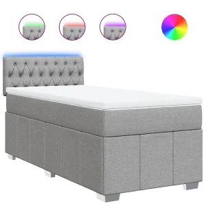 Boxspring met matras stof lichtgrijs 90×190 cm Boxspring met matras stof lichtgrijs 90×190 cm