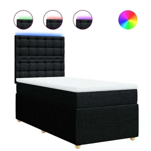 Boxspring met matras stof zwart 100×200 cm