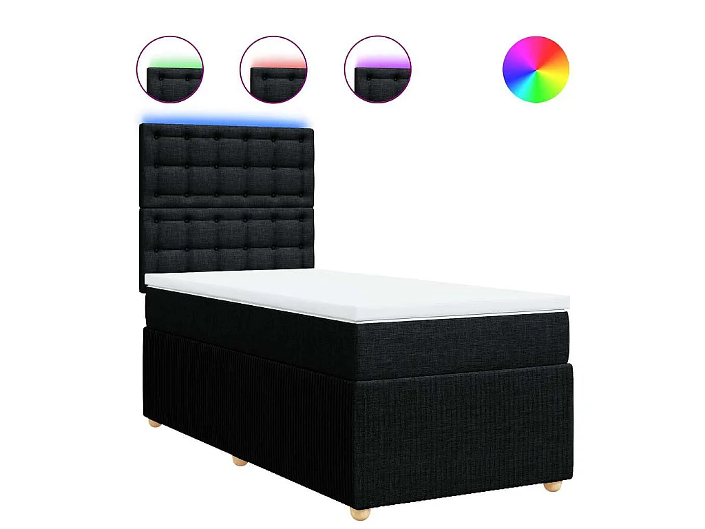 Boxspring met matras stof zwart 100x200 cm