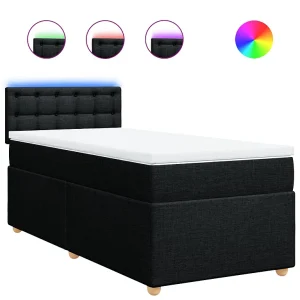 Boxspring met matras stof zwart 80×200 cm Boxspring met matras stof zwart 80×200 cm