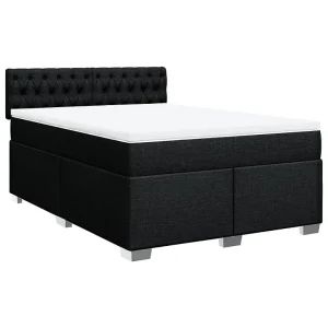 Boxspring met matras stof zwart 160×200 cm