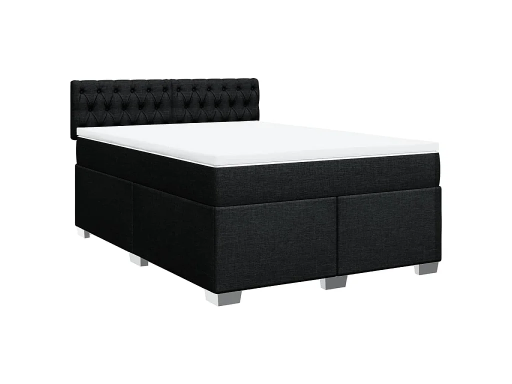 Boxspring met matras stof zwart 160x200 cm