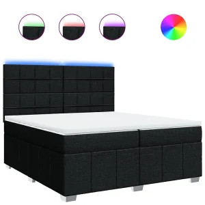 Boxspring met matras stof zwart 200×200 cm Boxspring met matras stof zwart 200×200 cm