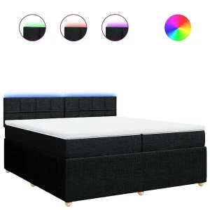 Boxspring met matras stof zwart 200×200 cm Boxspring met matras stof zwart 200×200 cm